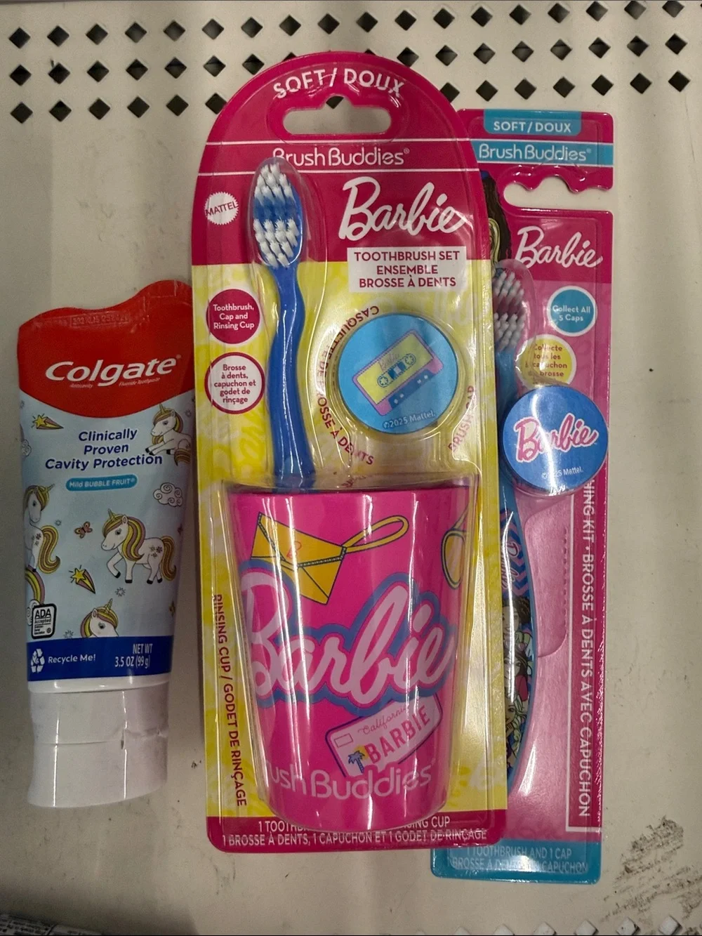 Barbie Kids Toothbrush Set with Pink Cup and Blue Toothbrush